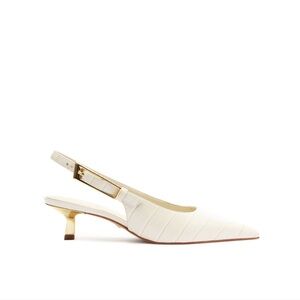 SCHUTZ Women's Ciara Mid Pump Cream Croc-Embossed